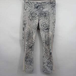 Lululemon Gray White High Rise Wunder Under Floral Ankle Leggings Size 6